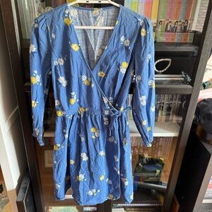 Old Navy Floral Blue Wrap Dress